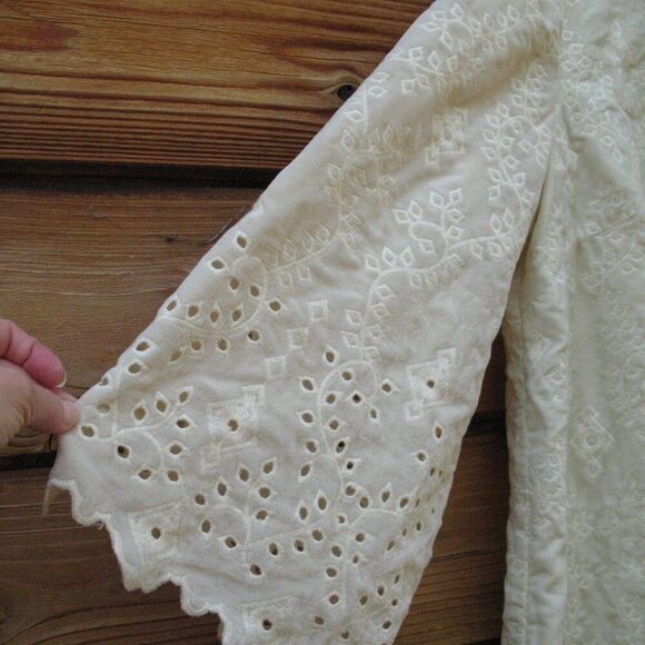 NWT John Mark Cream Boho Velvet Embossed Tunic Top - Picture 5 of 11